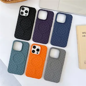 new style wave pattern soft magnetic leather cover for iphone 14 13 12 15,for iphone 15 pro max case leather original