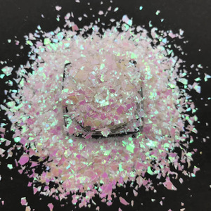 Brillo de Uñas en Trozos Pequeños de Poliéster Arcoíris, Brillo Iridiscente Blanco Ópalo, Brillo Irregular Grueso - Product Image 2