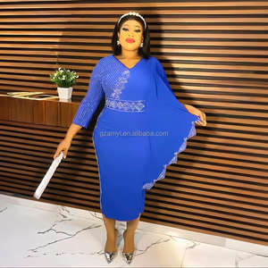 Vente directe de <span class=keywords><strong>robe</strong></span> blanche pour femmes Rhinestone africain <span class=keywords><strong>Bazin</strong></span> <span class=keywords><strong>robe</strong></span> garniture Fit robes africaines élégantes - Product Image 5