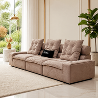 Canapé modulaire sectionnel moderne à profil bas, 3 places, rembourré en éponge, avec dossier capitonné en tissu, pour salon, vente en gros directe d'usine