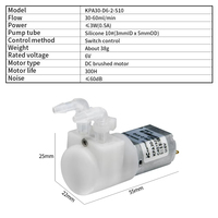 Pompe péristaltique miniature Kamoer KPA30 3V/6V/12V DC avec moteur à balais, adaptée aux industries alimentaire et médicale