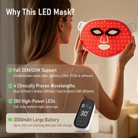 Masque facial en silicone portable pour la thérapie par lumière rouge LED, thérapie photonique, traitement de l'acné et rajeunissement de la peau