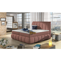 Muebles de cama personalizables, diseño moderno, apariencia a rayas, cama doble de tela tamaño Queen con espacio de almacenamiento