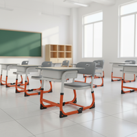 Bureaux et chaises en forme de C de style français, chaises moulées par soufflage, nouveaux modèles de bureaux et de chaises pour les élèves du primaire et du secondaire