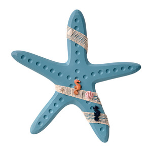 ประติมากรรมติดผนังรูปปลาดาวไม้สไตล์เมดิเตอร์เรเนียน 46 ซม. สีฟ้าขาว ของตกแต่งบ้าน งานศิลปะแขวนผนัง - Product Image 4