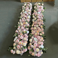 Décoration de mariage RF10, rangée de fleurs artificielles, guirlande de fleurs en soie artificielle pour table à manger, chemin de table en roses artificielles roses
