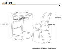 Ensemble de chaises et tables d'école modernes pour les Philippines, table d'apprentissage en bois, bureau et chaise de classe, durables et ignifuges pour l'école primaire/secondaire