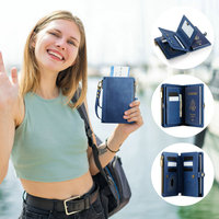 Porte-cartes rétro RFID en PU durable 2026 pour passeport avec dragonne, sacs de passeport portables en cuir personnalisables avec fentes pour cartes de crédit