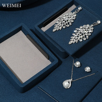 WEIMEI bleu microfibre magasin de bijoux comptoir affichage accessoires collier boucle d'oreille anneau bijoux présentoir en gros plateau de bijoux