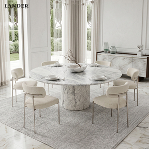 <span class=keywords><strong>Tavolo</strong></span> da Pranzo <span class=keywords><strong>Rotondo</strong></span> in Marmo Arabescato Landerstone <span class=keywords><strong>con</strong></span> Finitura Lucida, <span class=keywords><strong>Tavolo</strong></span> da Pranzo in Marmo Naturale per Hotel e <span class=keywords><strong>Cucina</strong></span> - Product Image 2