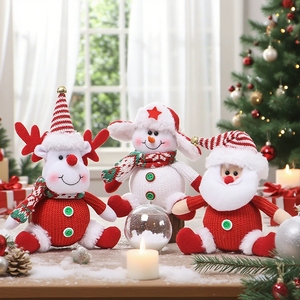 Christmas <b>Ornaments</b> Cartoon Santa Claus Snowman Plush Doll Hanging Decor for Xmas Tree Decorations Home Party Festive Gift Set - Product Image 2