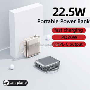 Nuevo Diseño, Batería Externa Super Mini de Plástico, 20000mAh, Cable Integrado, Pantalla LED, Carga Rápida, Ultra Delgada, Portátil - Product Image 2