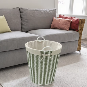 Bestseller Cesto Portabiancheria Rotondo Bianco di Alta Qualità in Vimini e Rattan - Product Image 2