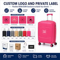 Valise rigide PP rose, ensemble de voyage conforme aux normes, avec serrure à combinaison, 18, 20, 24 pouces, texture ondulée, commande en gros