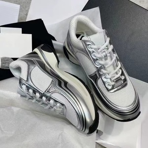 2026 New Designer Inspired Silver Sneakers, Luxury Chunky Mesh Platform Dad Shoes, Casual <b>Trainers</b> - Product Image 2