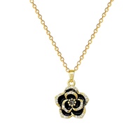 Nouvel ensemble de bijoux de luxe en acier inoxydable 316L avec pendentif rose noire et boucles d'oreilles pour femme, idéal pour le quotidien et les fêtes, parfait comme cadeau.