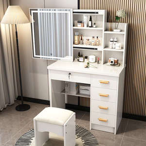 Coiffeuse minimaliste moderne éclairée haut de gamme assemblée <span class=keywords><strong>mini</strong></span> armoire de rangement pour petits appartements vanité de maquillage tendance - Product Image 2
