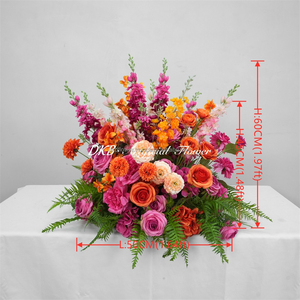 ดอกไม้ประดิษฐ์ DKB ยอดนิยม ดอกไม้ตกแต่งอื่นๆ และต้นไม้ประดิษฐ์ ช่อดอกไม้ประดิษฐ์สำหรับตกแต่งทางเดินงานแต่งงาน ฉากหลังงานแต่งงาน ดอกกุหลาบผ้าไหม - Product Image 2