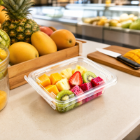 Tamper evident transparante PET 16oz recyclebare voedselcontainer met scharnierend deksel voor vers gesneden fruit, salade, noten, sap, sushi, wegwerpbaar, voedselveilig.