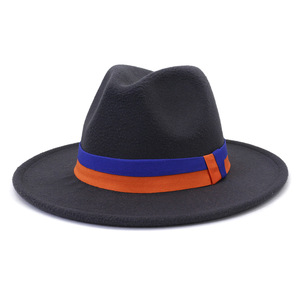 Cappelli Fedora in Feltro Personalizzati con il Tuo Logo per Uomo con Fascia Bicolore Arancione e Blu Royal - Product Image 6