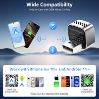 Adaptateur sans fil CarPlay Android Auto, dongle, commutation multi-appareils en un clic, taille compacte, plug & play, USB/USB-C, WiFi 5,8 GHz