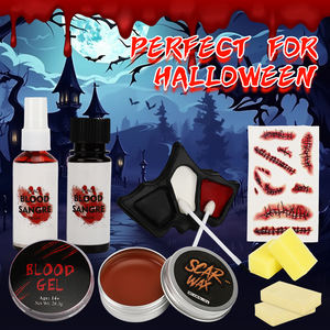 Kits d'Halloween créatifs, kit de <span class=keywords><strong>maquillage</strong></span> avec <span class=keywords><strong>faux</strong></span> sang, <span class=keywords><strong>faux</strong></span> cicatrices, blessures qui saignent, gouttes de sang, ensemble de cosplay, peinture pour le visage et le corps d'Halloween - Product Image 4