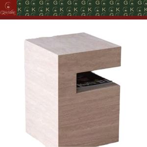 โต๊ะข้างเตียงสไตล์โมเดิร์นมินิมอล GOLDKING ขนาดสั่งทำ สีเบจ ทำจากหิน สำหรับห้องนั่งเล่นและห้องนอน - Product Image 2