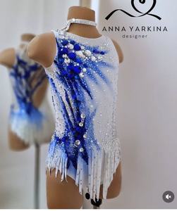 Thể dục nhịp điệu leotards cô gái trẻ em ánh sáng màu xanh Spandex/Polyester in kỹ thuật số dancewear cạnh tranh unitards nghệ thuật - Product Image 3