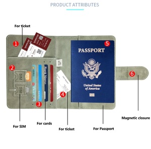 Funda de Pasaporte de Lujo de Cuero Antirrobo Más Vendida con Cierre Magnético, Cartera Decorativa y Tarjetero Estilo Moderno - Product Image 4