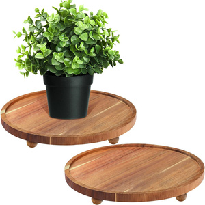 2 Pieces Wooden Plant <strong>Riser</strong> Stand Wooden Serving <strong>Tray</strong> Decorative <strong>Trays</strong> Wooden Serving <strong>Tray</strong> Set - Product Image 1