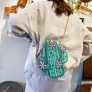 Милый кактус летние популярные рубашки с плеча металлической цепью Сумки через плечо для подростков Женская сумочка для девушек телефон Сумки из натуральной кожи сумка