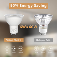 Ampoules LED GU10 au design moderne 6W MR16 Spot en plastique et aluminium Options de couleur 3000K/4000K/6000K IP44 pour éclairage intérieur et extérieur