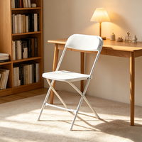 Chaise pliante minimaliste blanche, directement de l'usine, facile à ranger, pour dortoir universitaire, mobilier assorti