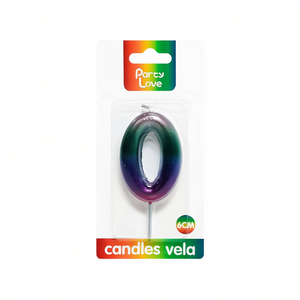 Bougie d'anniversaire numéro 0 Party Love 6 cm, couleur arc-en-ciel - Product Image 2