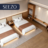 Ensemble de chambre d'hôtel de style minimaliste 5 étoiles, ensemble de chambre double de luxe standard, solution de mobilier hôtelier OEM tout-en-un