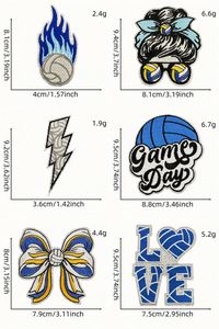 แผ่นปักลายกีฬาวอลเลย์บอลสีฟ้าแบบมีกลิตเตอร์สำหรับตกแต่งเสื้อผ้า - Product Image 6