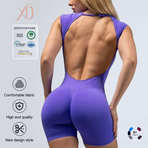 Body da donna senza maniche per palestra, tuta da fitness e corsa, body fitness senza schienale, tuta yoga push-up - Product Image 1