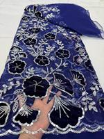Tissus en dentelle brodée de velours avec appliques africaines et sequins, matériau doux de haute qualité pour robes de soirée en velours et sequins pour femmes, vente en gros
