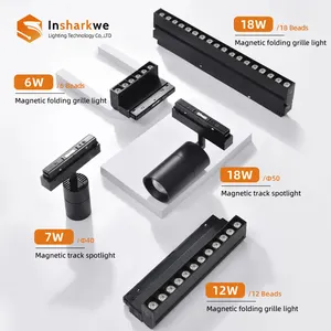 Insharkwe système d'éclairage sur rail magnétique rail lumineux monté en surface au plafond Led DC48v éclairage sur rail magnétique