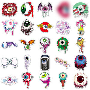 50 autocollants pour yeux créatifs de style horrifique et effrayant, personnalisés, pour skateboards et motos - Product Image 3