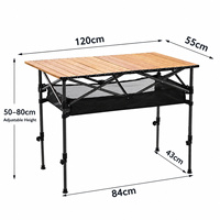 Table pliante en métal réglable, rectangulaire, pour le camping en plein air, les pique-niques, les chantiers de travail, les marchés nocturnes, table élévatrice 95 cm 120 cm
