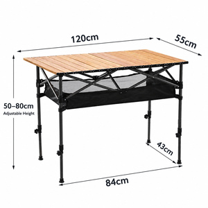 <span class=keywords><strong>Tavolo</strong></span> <span class=keywords><strong>Pieghevole</strong></span> in Metallo Regolabile Rettangolare per Campeggio, Picnic, Lavoro, Mercato Notturno, 95cm 120cm - Product Image 6