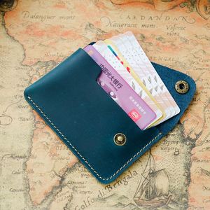 Personalized Handmade Genuine Leather Vintage Crazy Horse Snap Closure <b>Small</b> Credit ID Card Holder Mini Pocket <b>Purse</b> Unisex - Product Image 3