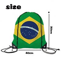 Tas Penyimpanan Iklan Cetak Warna Grosir Bundel Saku, Tas Selempang Serut Poliester Logo Brasil untuk Pelajar