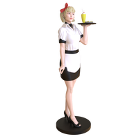 Statue de serveur en résine personnalisée Figurine de serveur servant de majordome pour restaurant grandeur nature et décoration intérieure