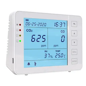 Pantalla LCD de la calidad del aire monitor CO2 medidor multi-funcional de detector de gas para CO2 CO temperatura RH