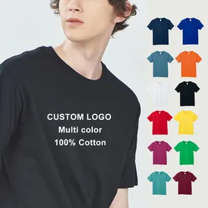 T-shirt vierge 180G unisexe broderie Logo personnalisé haute qualité noir concepteur imprimé 100% coton t-shirts Dtg Print Logo