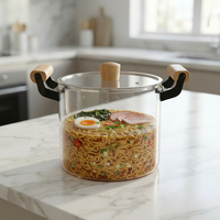 Bocaux en verre borosilicate classiques et durables pour soupes et bouillons, avec poignées en bois, résistants à la chaleur, compatibles lave-vaisselle, couvercles en verre – Vente en gros