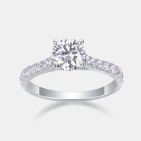 VVS1 D-Color prix de gros 1CT 2CT 3CT bague de mariage de luxe incrustation avec bague de coupe ronde en diamant Moissanite