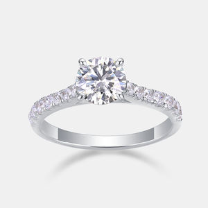 VVS1 d-warna harga grosir 1CT 2CT 3CT cincin pernikahan mewah tatahan dengan Moissanite berlian bulat cincin pemotong - Product Image 2